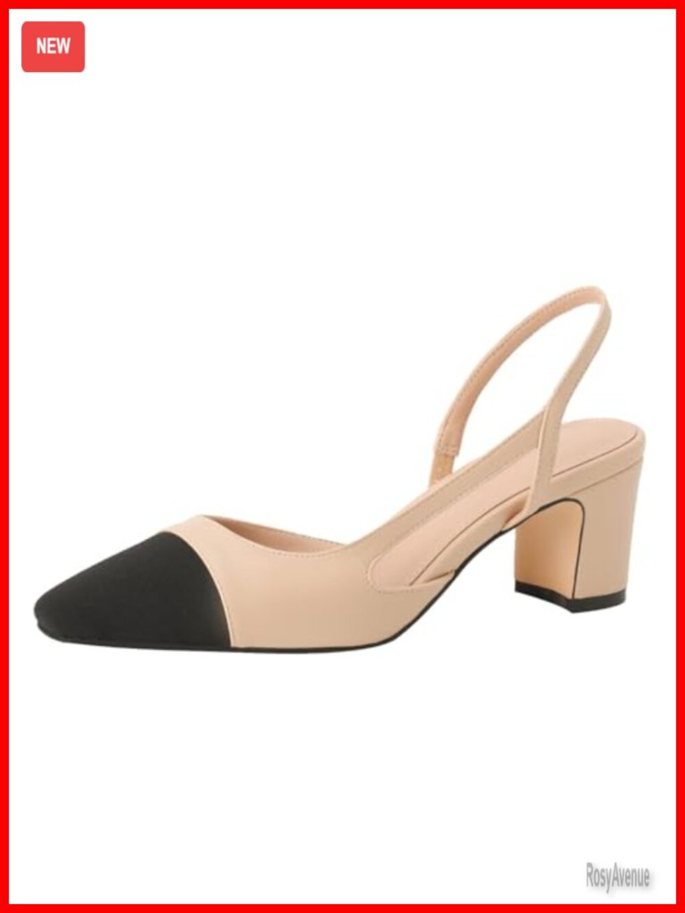 Women's Slingback Chunky Heel Round Toe Pump Dress Shoes
